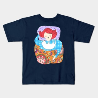 Woman with a tiny dog Kids T-Shirt